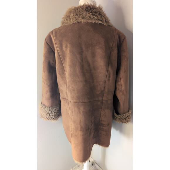 Mixit XL Penny Lane boho western Y2k faux fur suede long coat - Picture 3 of 12
